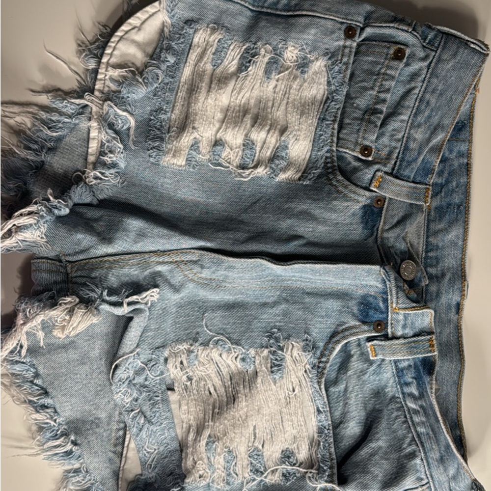 Levi's Light Blue Distressed Jean Shorts
